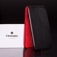 Black and red leather phone case