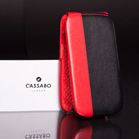 Black and red leather phone case